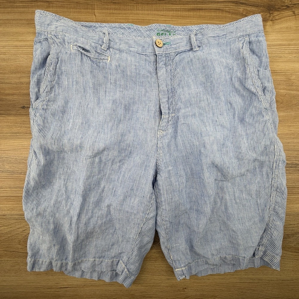 Tommy Bahama Relax Linen Striped Casual‎ Shorts 38 Blue Mens
